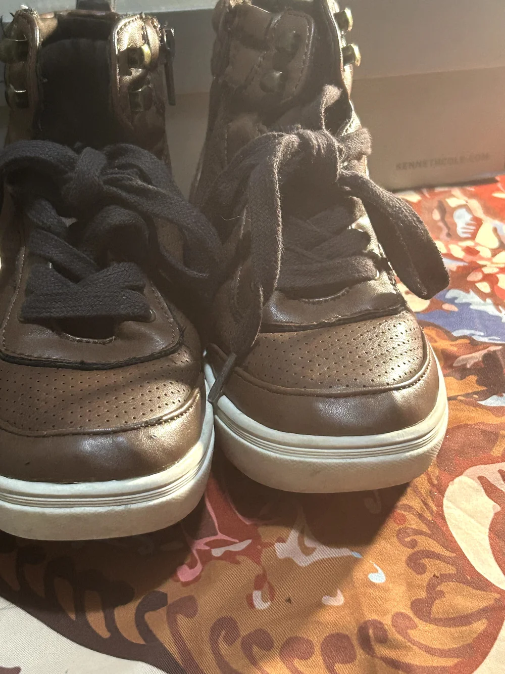 Kenneth Cole Boy's Brown High-Top Leather Sneakers